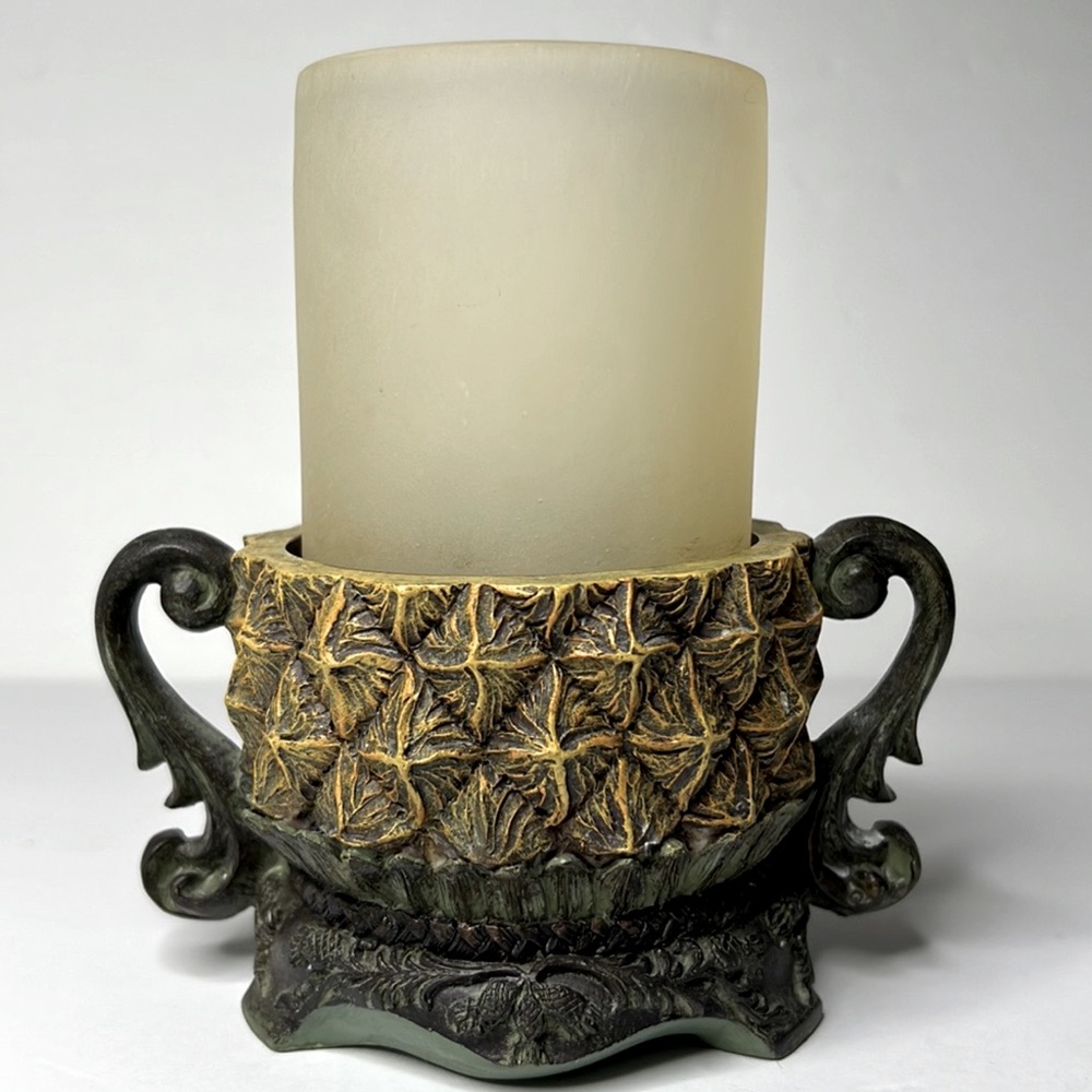 Vintage Pineapple Toothbrush Cup Candle‎ Holder & Palm Tree Shower Curtain Hooks - Picture 6 of 8